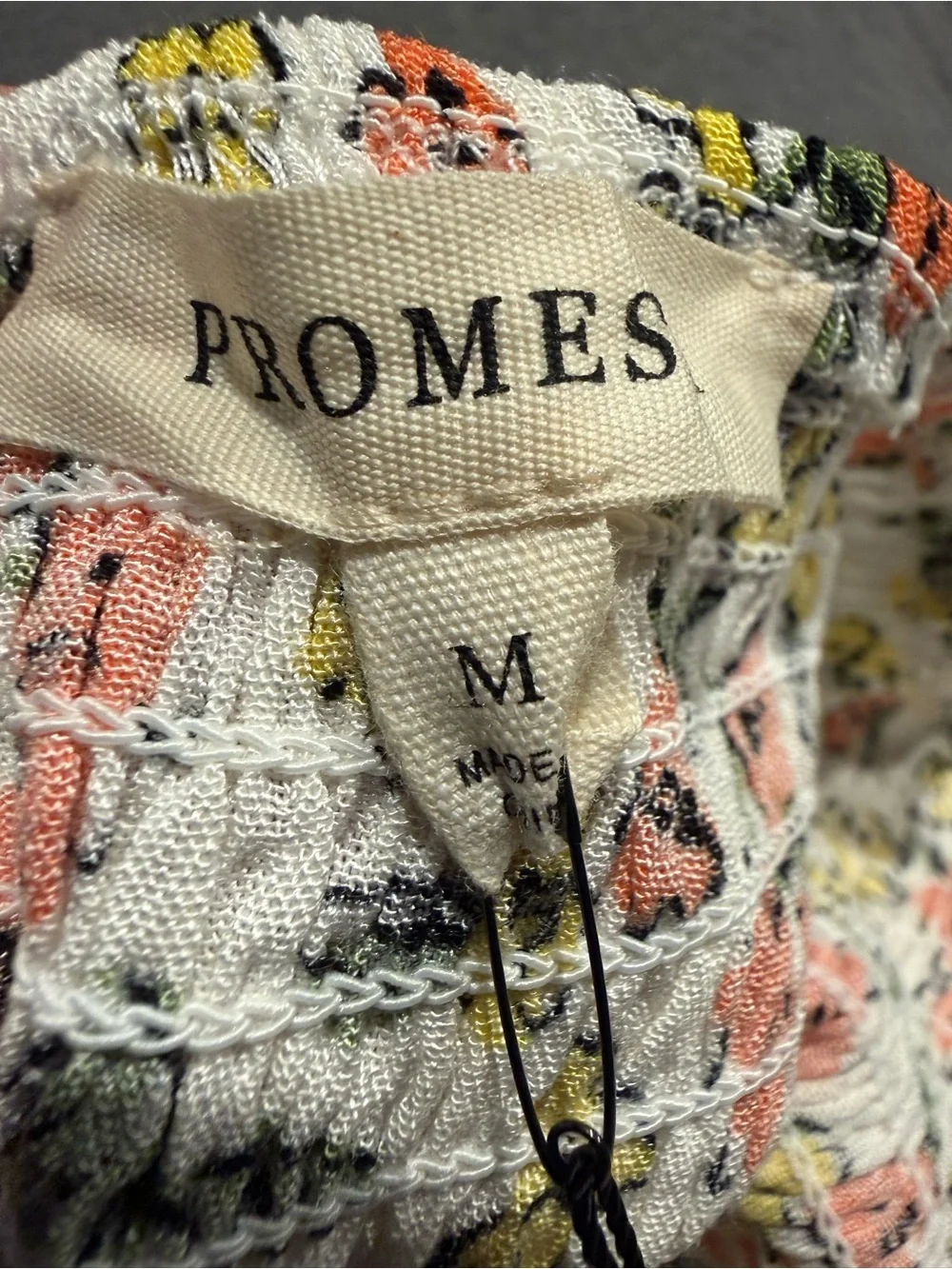 Promesa White Floral Smocked Halter Crop Top with Yellow & Coral Flowers
